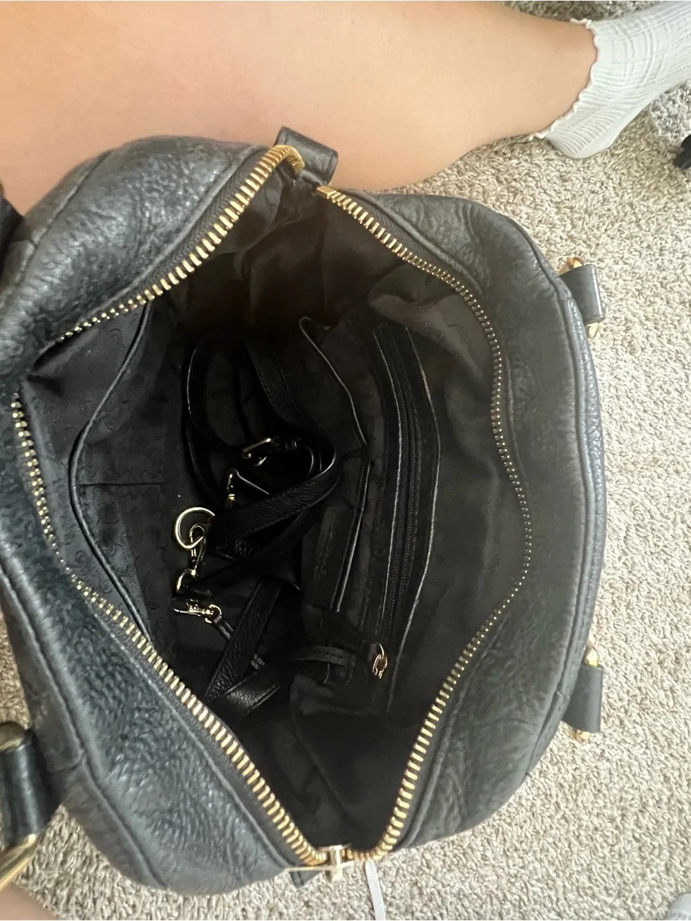 Michael Kors Bedford Medium Belted Black Leather Satchel